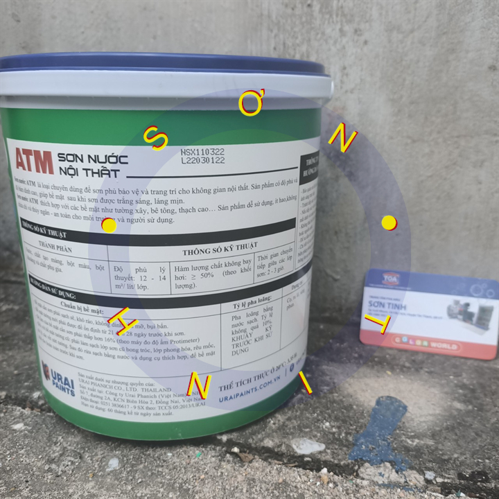 Sơn chậu SƠN NƯỚC NGOÀI TRỜI hệ nước màu trắng ATM (3,35L ~ 5kg ), sơn tường phào chỉ bê tông thạch cao