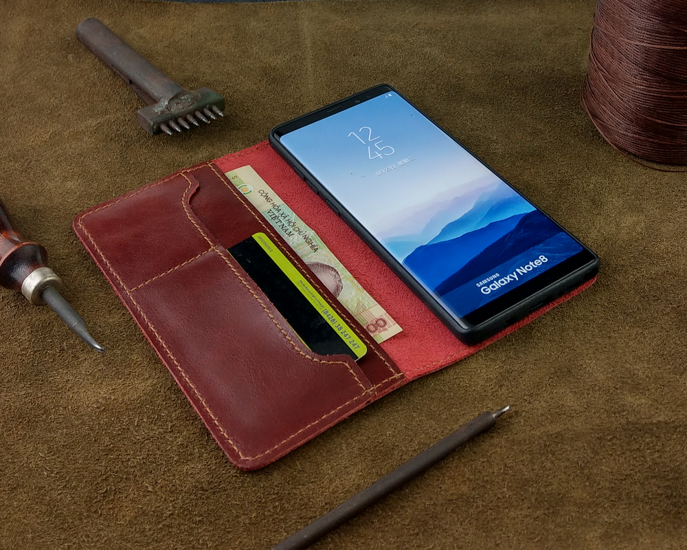 Bao Da Samsung Galaxy Note 8 Handmade Da Bò Thật