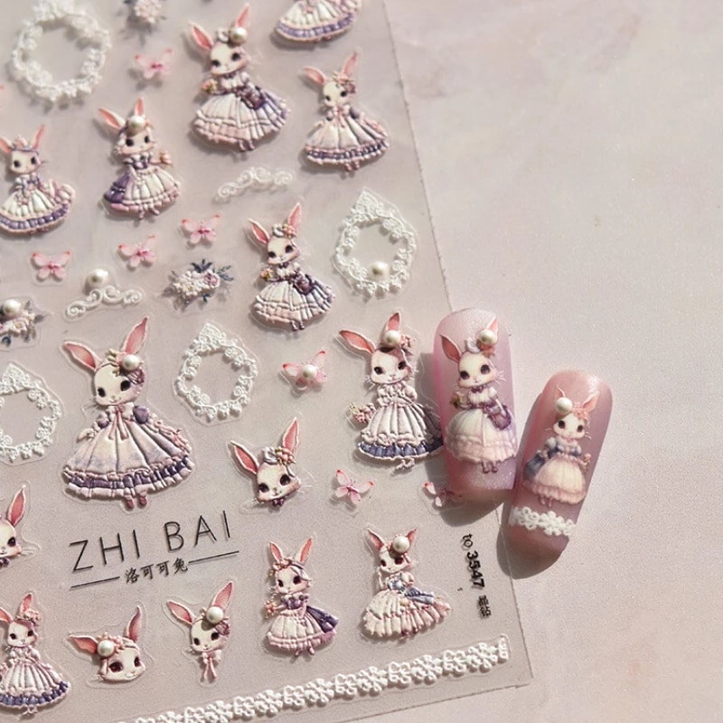 Noble%20Rococo%20Bunny%20Girl%20Pearl%20Butterfly%20Easter%20Egg%20Rabbit%20Soft%20Relief%20Self%20Adhesive%205D%20Nail%20Art%20Decoration%20Sticker%203D%20Nail%20Decal%20-%20Image%2010