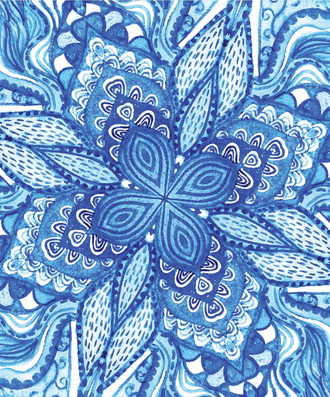 Sách Ngoại Văn - Fahasa - Blue & White Note Cards, 24 Blank Cards: 8 Unique Designs With 25 Patterned Envelopes