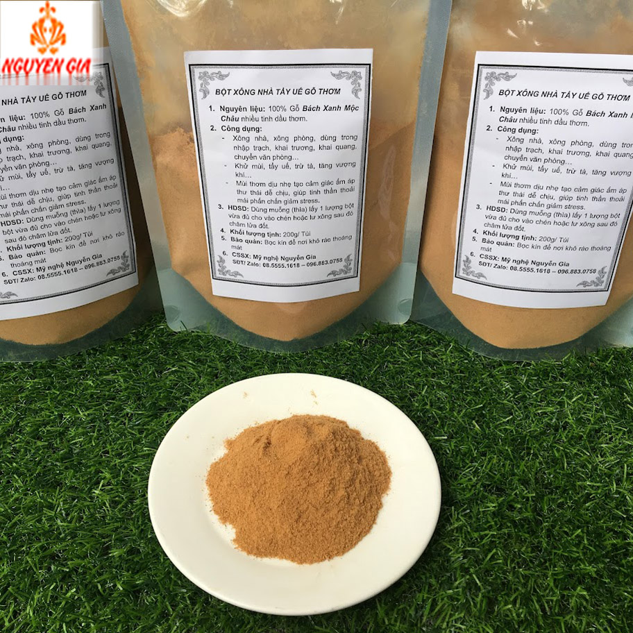 Bột xông nhà tẩy uế gỗ bách xanh thơm mát không hóa chất an toàn cho sức khỏe chiêu tài khí mang lại tài lộc may mắn bình an