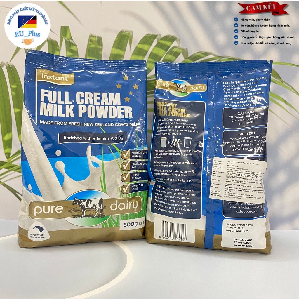 Sữa bột Pure Dairy nguyên kem 800g