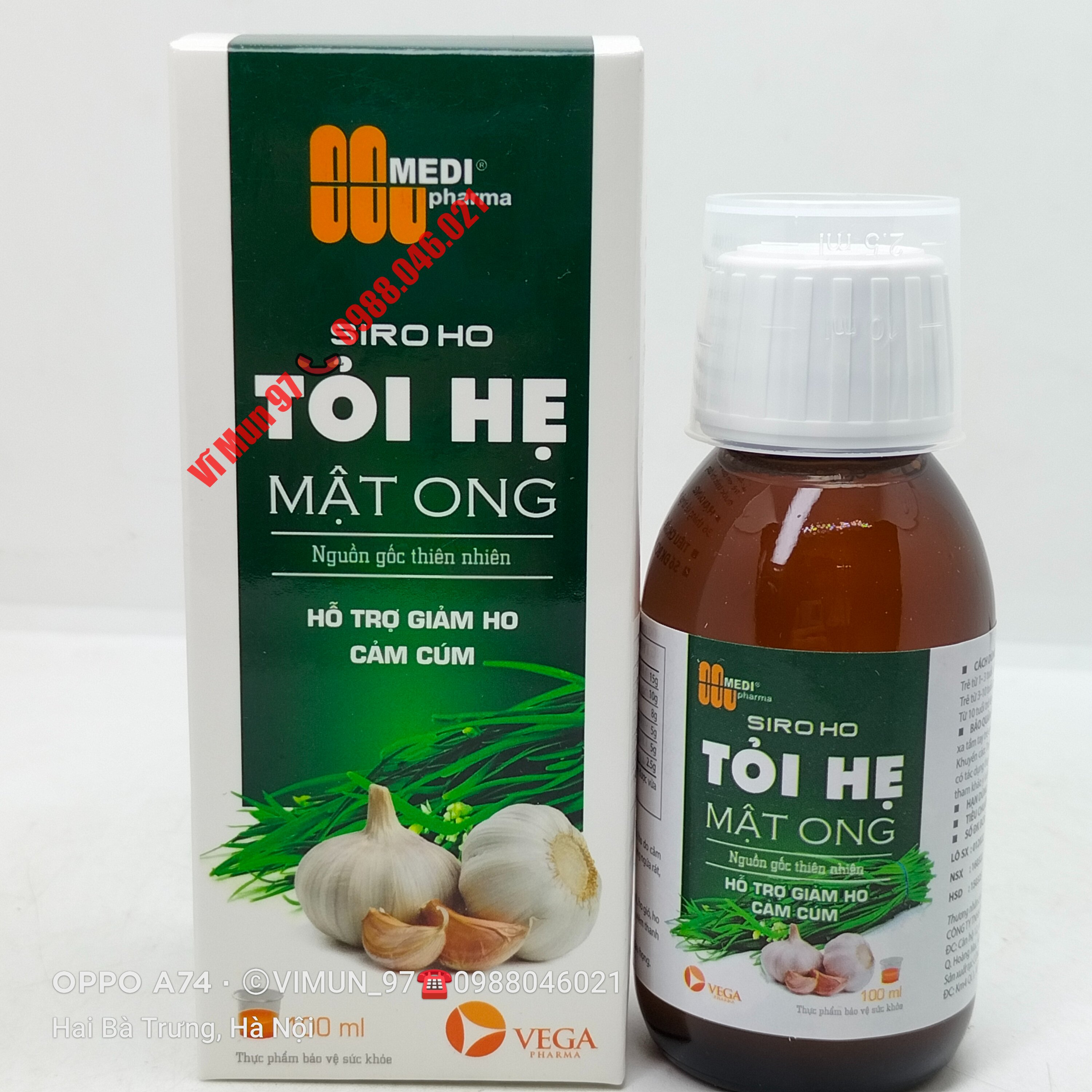 Siro ho TỎI HẸ MẬT ONG chai 100ml