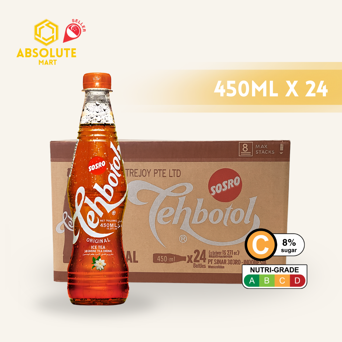 SOSRO Teh Botol Original 450ML X 24 (BOTTLE) | Lazada Singapore