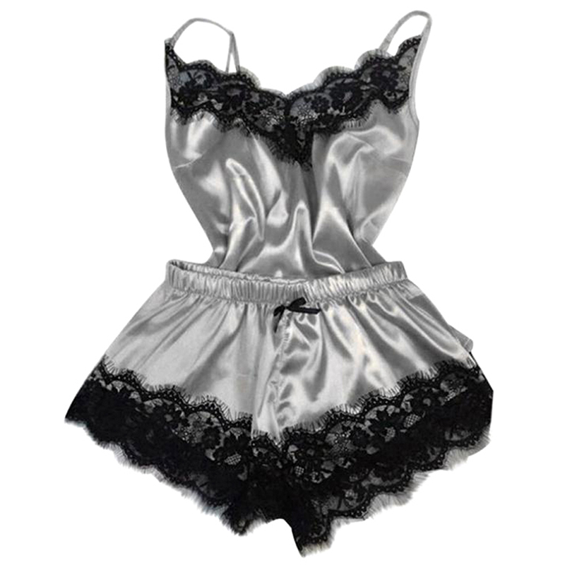 Women%20Sleepwear%20Sleeveless%20Strap%20Nightwear%20Lace%20Trim%20Satin%20Cami%20Top%20Pajama%20Set%20ZHIXING%20-%20Image%204