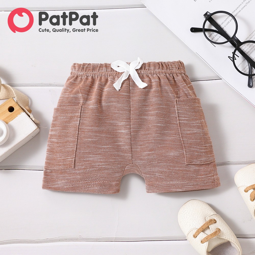 PatPat Baby Boy Solid Patch Pocket Shorts