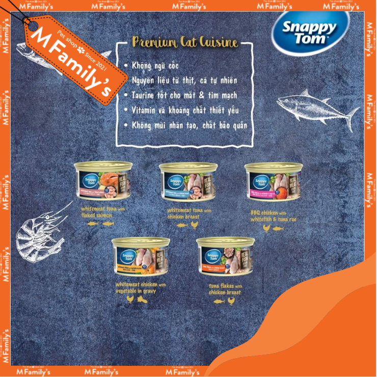 Pate Cho Mèo Snappy Tom Premium 85g - 5 vị mix