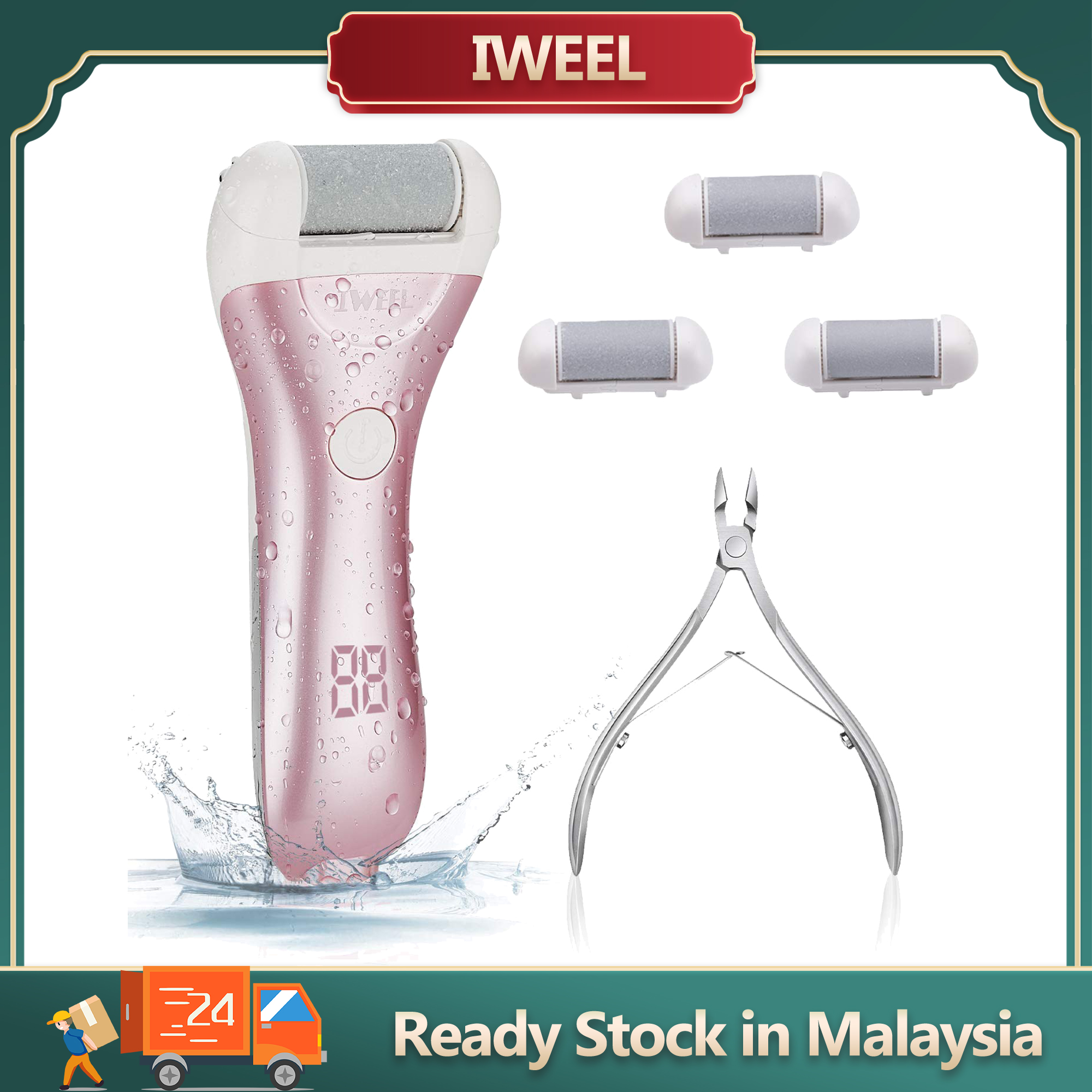 IWEEL Callus Remover for Feet, Rechareable Foot Scrubber Electric Foot File  Pedicure Tools for Feet Electonic Callus Shaver Waterproof Pedicure kit for  Cracked Heels and Dead Skin with 5 Roller Heads 