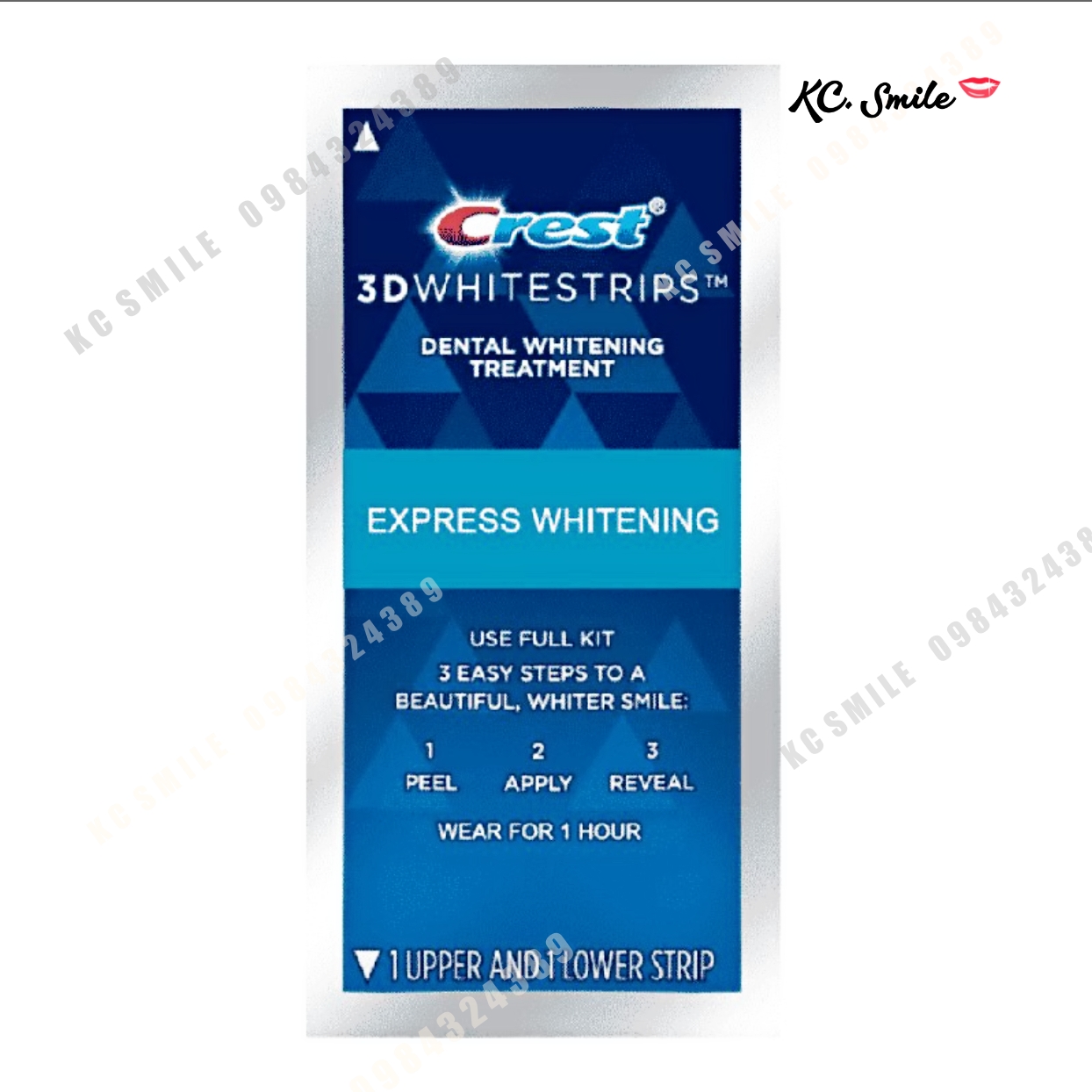 Set 7 Miếng dán trắng răng Crest 3D White 1 Hour Express - Làm trắng răng cấp tốc 1 giờ