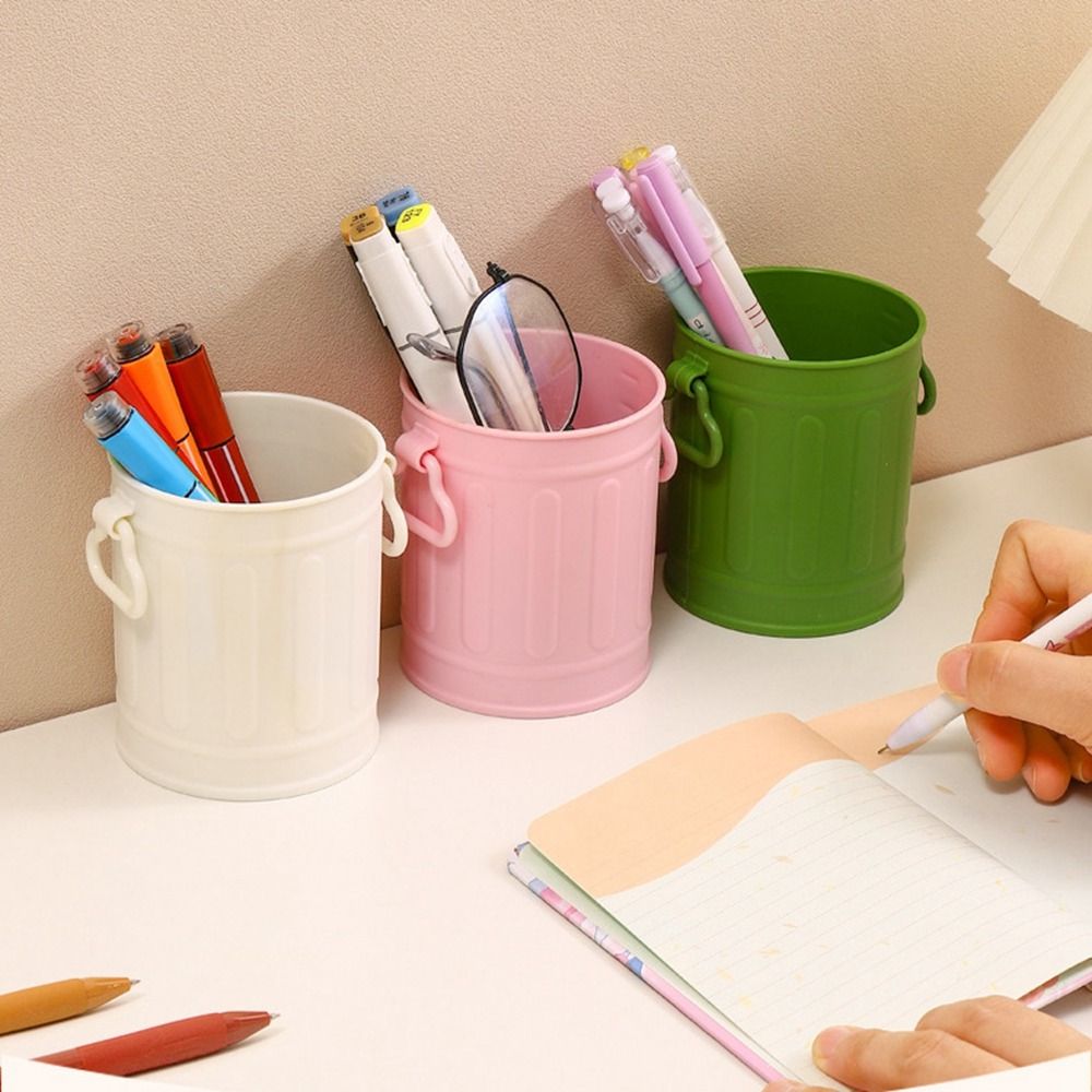 MMLUCK Large Capacity Makeup Brush Pen Organizer Plastic Reusable Pen Storage Container Lovely Cute Simple Pen Holder Desktop