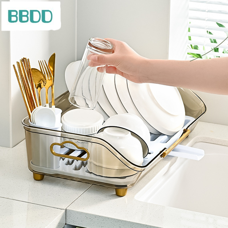Giá đựng bát thoát nước hộ gia đình bàn bếp món ăn Khay phơi bát đĩa đa chức năng giá trái cây và rau giá lưu trữ