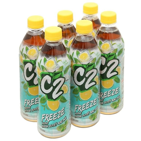 Lốc 6 chai trà xanh hương chanh tuyết bạc hà C2 Freeze 455ml
