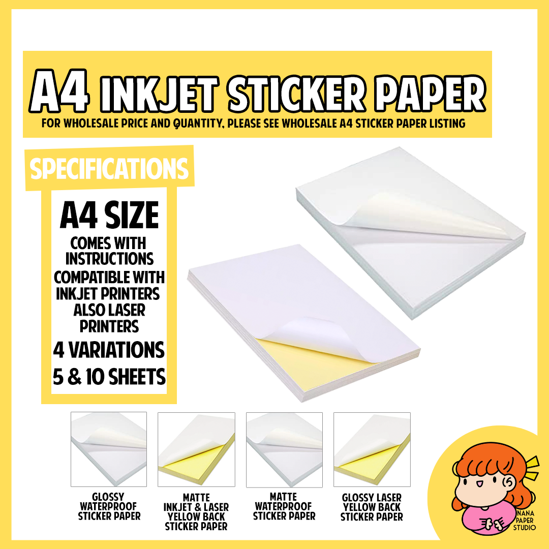 Sticker Paper A4 Size Waterproof Vinyl 