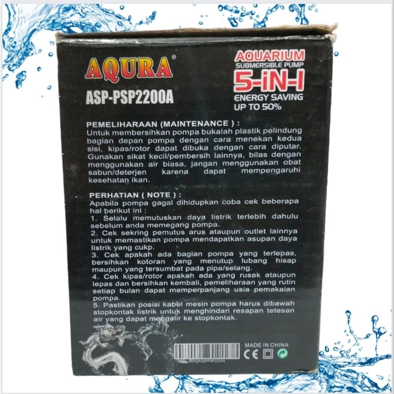 Pompa aquarium kolam AQURA ASP PSP 2200a