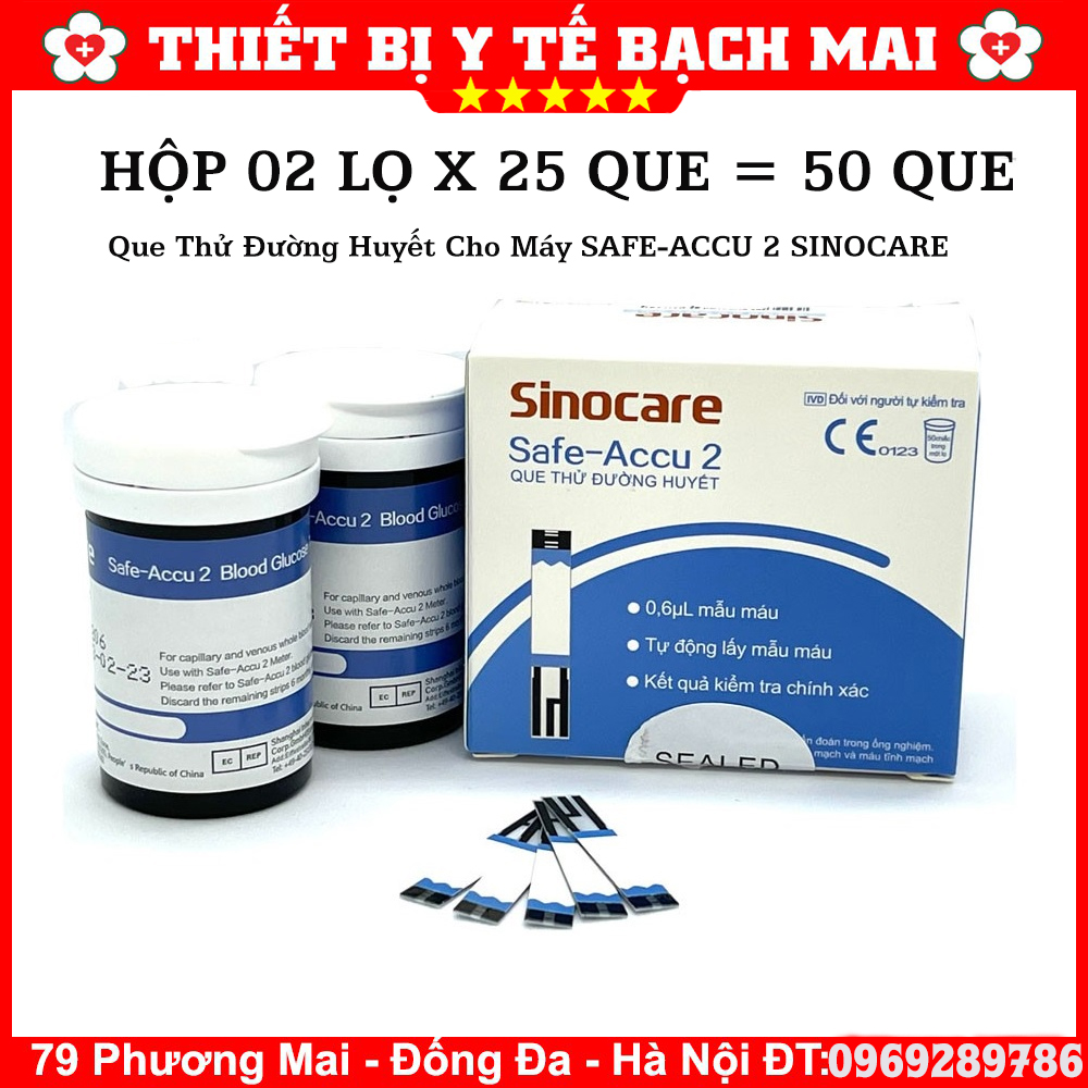 Máy đo đường huyết safe-accu 2 sinocare + tặng 50 que thử + 50 kim lấy máu