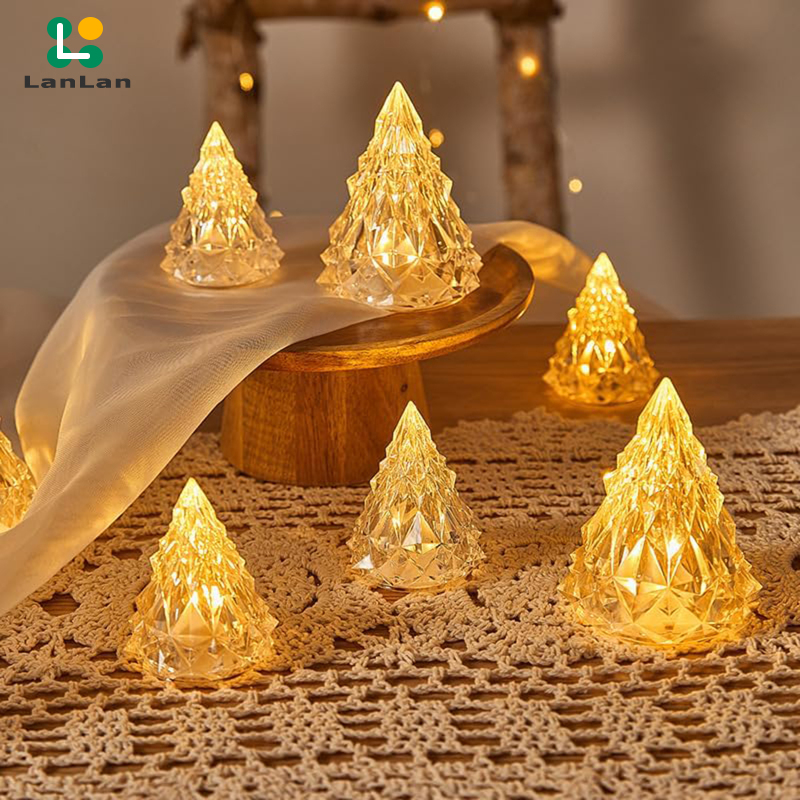 Led Iceberg Ambiance Lights Built-in Button Battery Eye-Protection Crystal Mini Christmas Tree Light