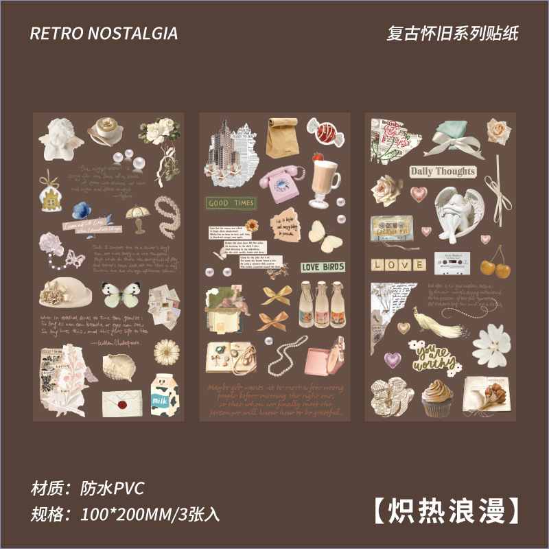Sticker 103 - hình dán pet retro nostalgia phong cách hoài cổ, vintage trang trí sổ tay, bullet journal, nhật ký, diy