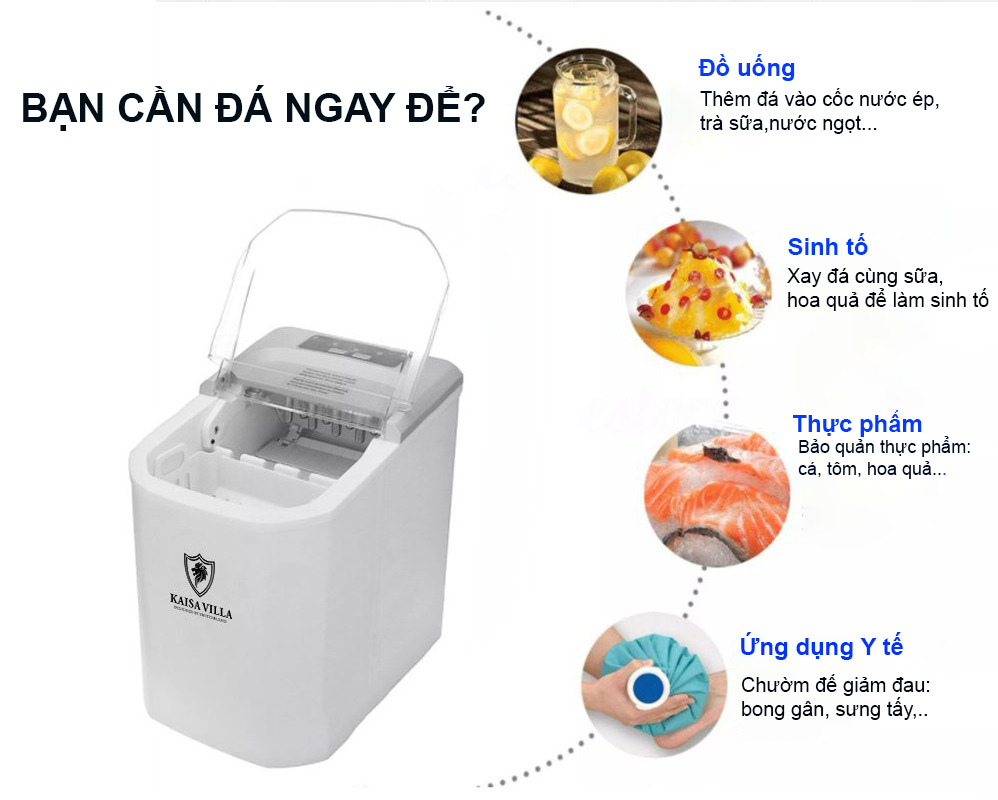 Máy làm đá viên kaisa villa model jd-8076 - máy làm đá tự động thông minh - hàng chính hãng, máy làm đá viên mini, máy làm đá viên siêu tốc.