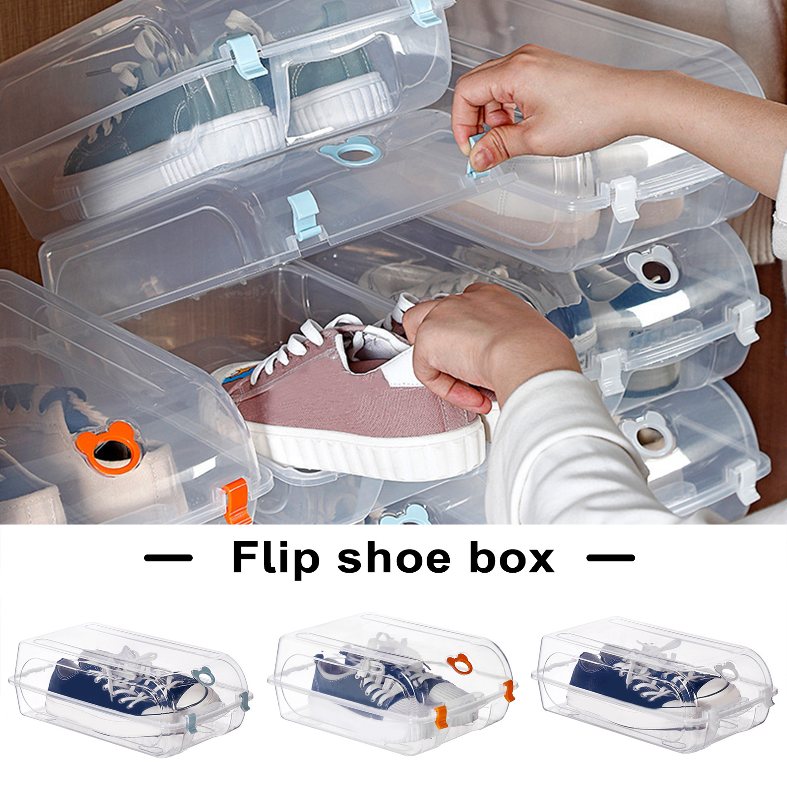 Stackable Shoe Box Ventilated Shoe Storage Box Transparent Shoe Storage Box with Ventilation Holes Space-saving Organizer for Home
