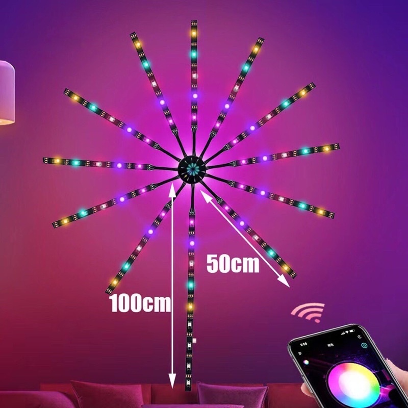 Đèn led pháo hoa nháy theo nhạc kết nối bluetooth, hiệu ứng pháo hoa.