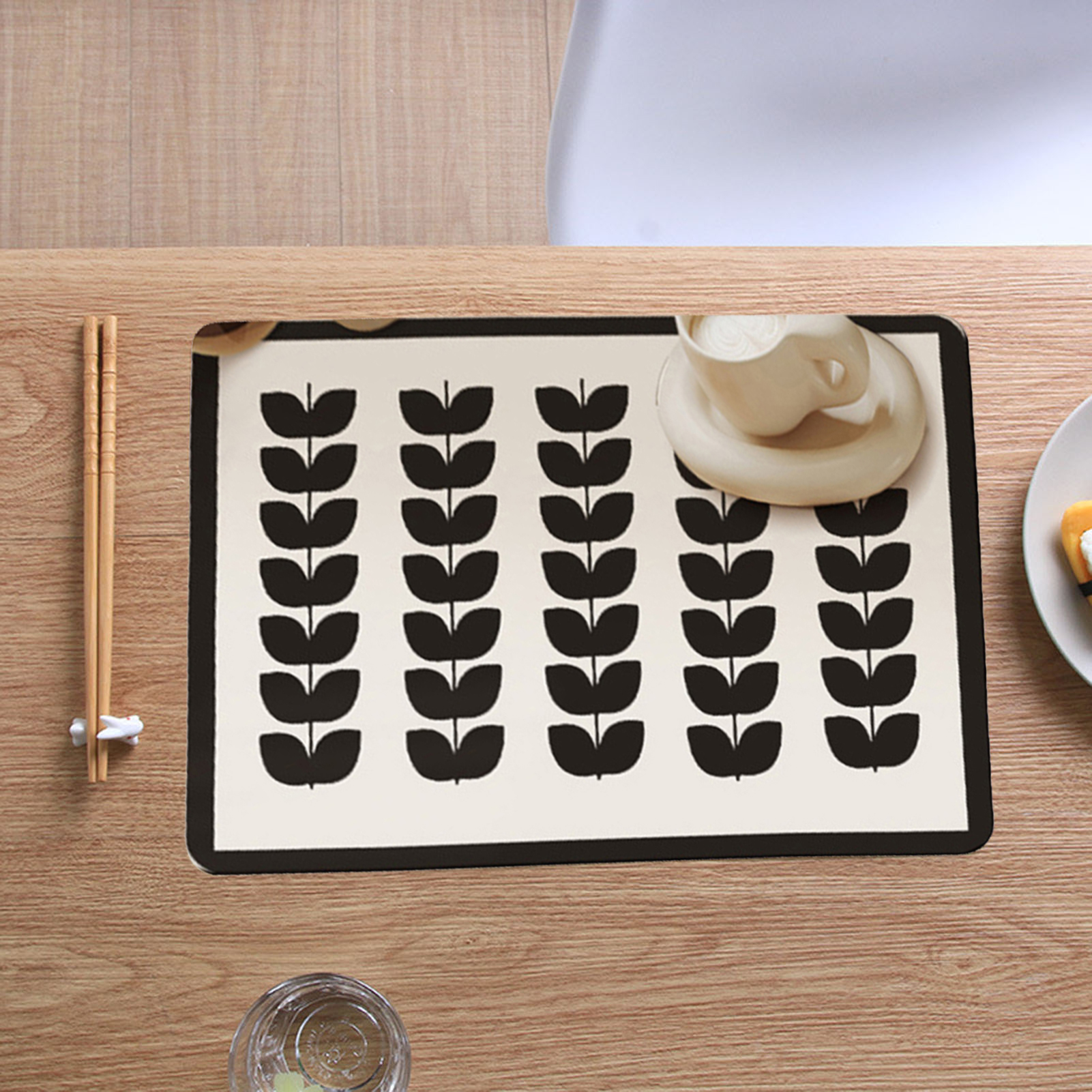 TuPAC24 Kitchen Draining Mat Foldable Dinnerware Draining Mat Geometric Kitchen Drying Mat Super Absorbent Anti-slip Multi-functional Placemat Coffee Maker Pad Quick-drying Wear Resistant