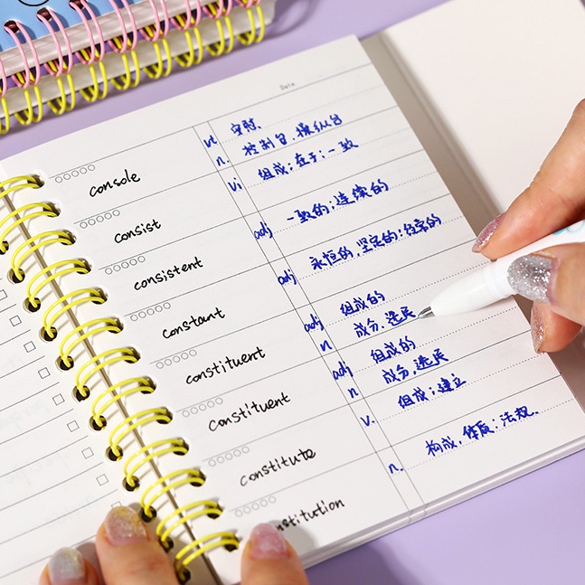 Cdaily|Cute Cat Small Notebook Mini Word Notebook Student English Word Memory Book Coil Small Notebook Portable Notebook Pocket Notebook