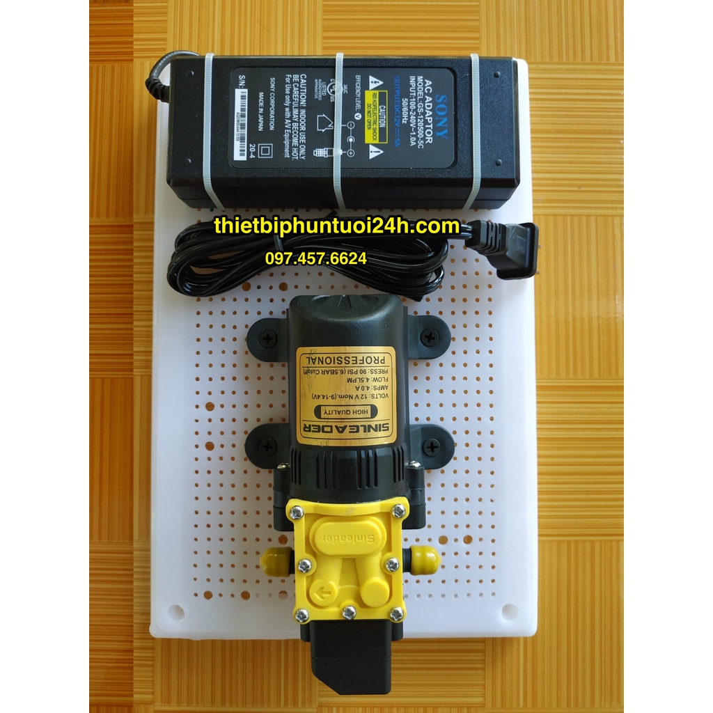Máy bơm nước mini tăng áp 12v bơm đơn Sinleader lưu lượng 5l/p dùng phun sương tưới cây