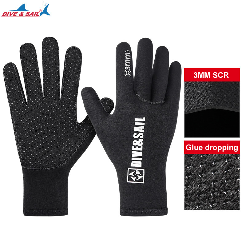 DIVE-SAIL 3mm/5mm SCR Swimming Diving Gloves Cold Proof Wear-resistant Sunscreen Snorkeling Surfig Spearfishing Hand Protection Equipment