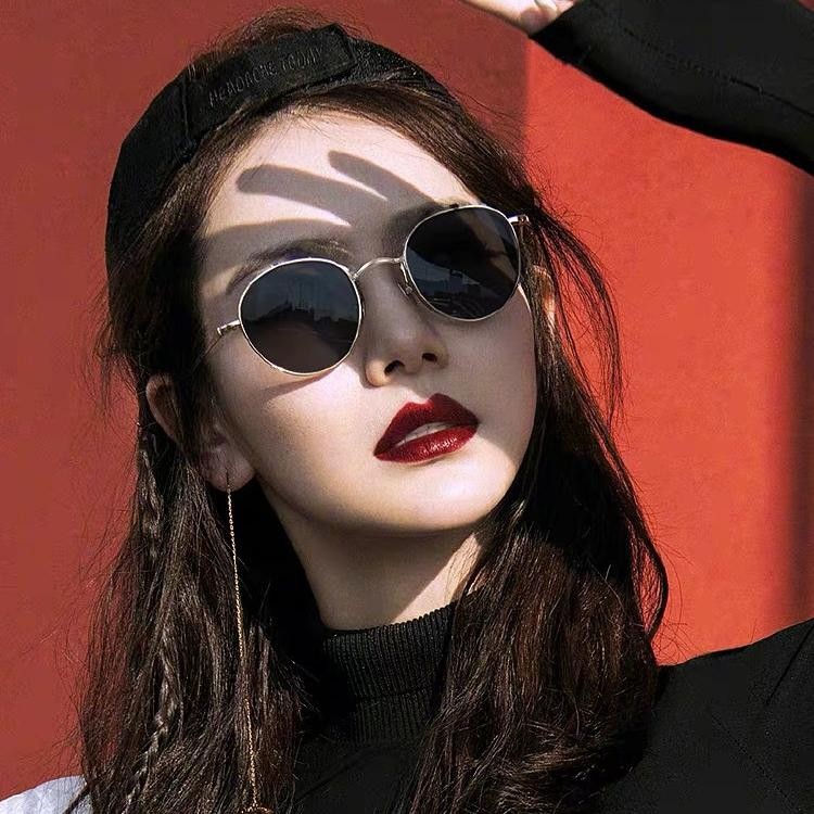 Enacolor Retro Circular Small Ellipse Frame Sunglasses Trendy Men Women's Metal Sunglasses New. 