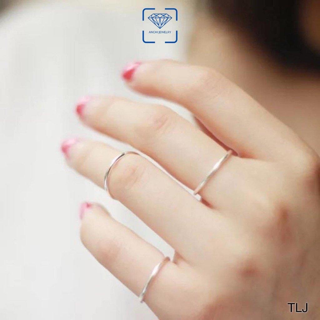 Nhẫn nữ học sinh 1k bạc ta basic đơn giản, Anchi jewelry
