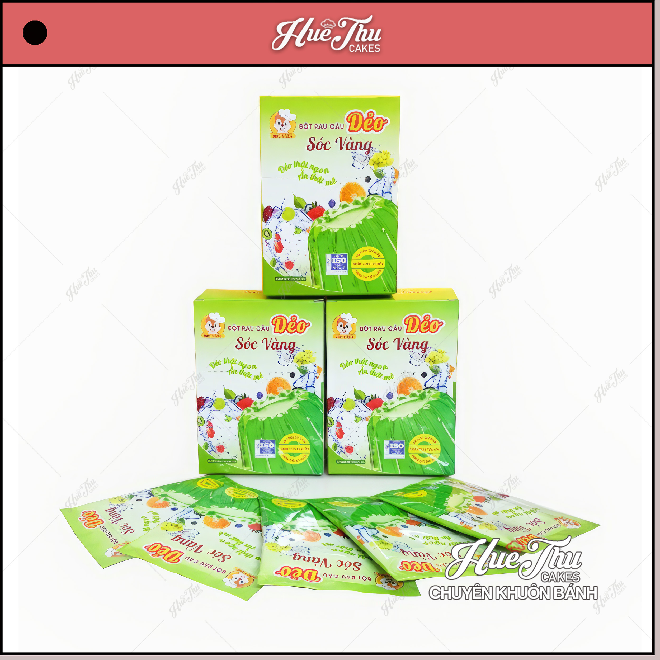 Bột rau câu dẻo Sóc Vàng (jelly - Sóc Xanh) gói 12g