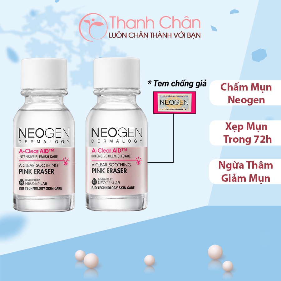 Dung Dịch Chấm Mụn 2 Lớp Xẹp Mụn, Giảm Sưng Sau 4H NEOGEN Dermalogy A- Clear Aid Soothing Pink Eraser 15ML