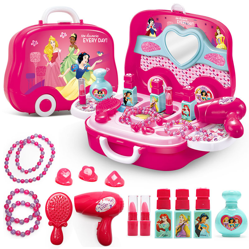Annn store Children's play house toys Girls cosmetics portable dressing table Ice and Snow Princess makeup box toys