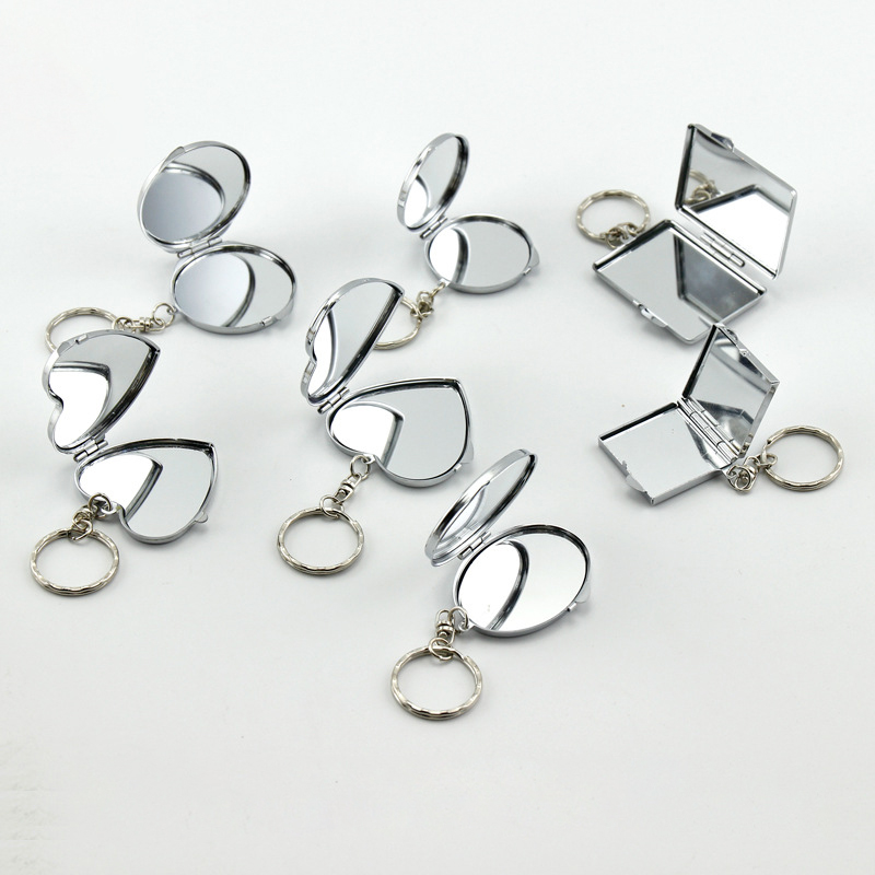 Travel Vanity Mirror Mini Round Mirror Portable Makeup Mirror Keychain Mirror Double-Sided Folding Mirror