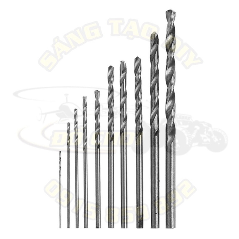 Bộ 10 mũi khoan mini HSS nhiều kích cỡ (0.8mm ~ 3.0mm)