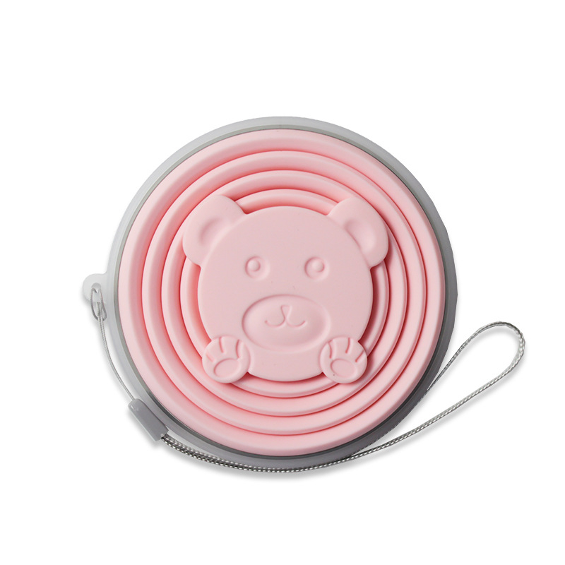Cốc silicon gấp gọn du lịch có nắp đậy - ly uống nước xếp gọn bằng silicone có dây treo