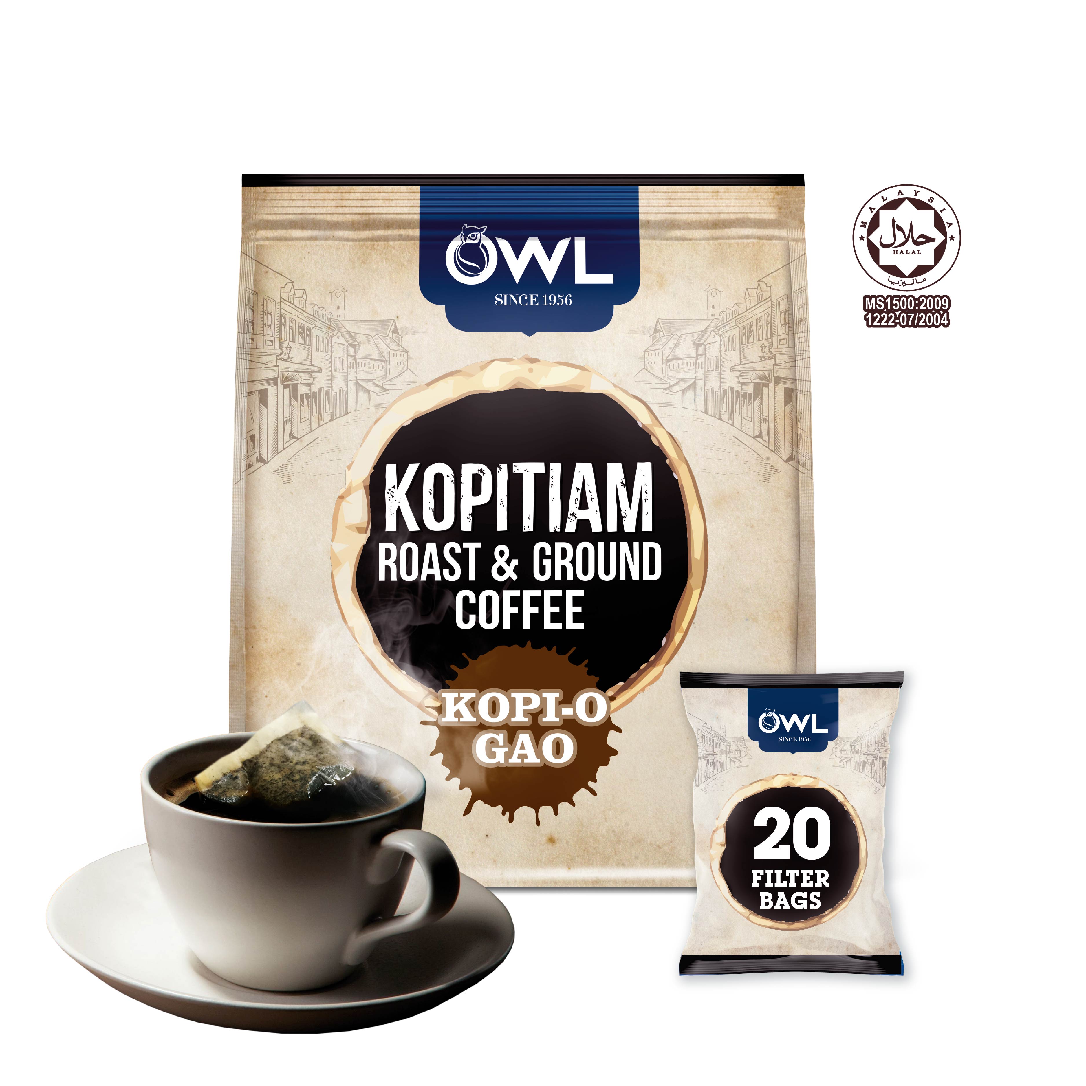 OWL Kopitiam Roast & Ground Coffee, KopiO Gao, 20 sachets Lazada