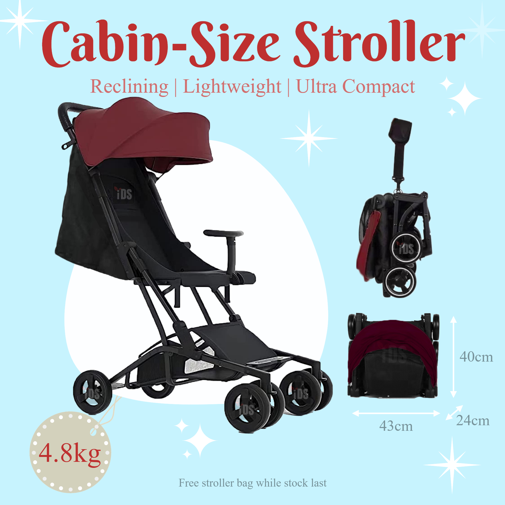 Lightweight stroller cabin size best sale