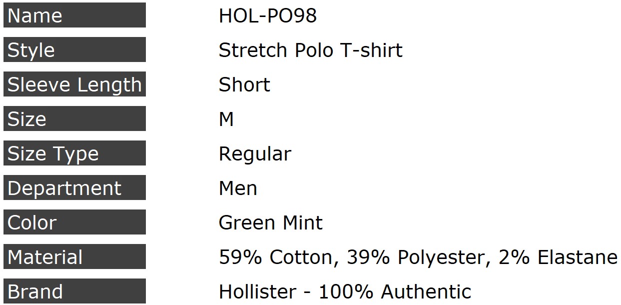 Pullover men Hollister hol-po98 stretch Pique icon mint