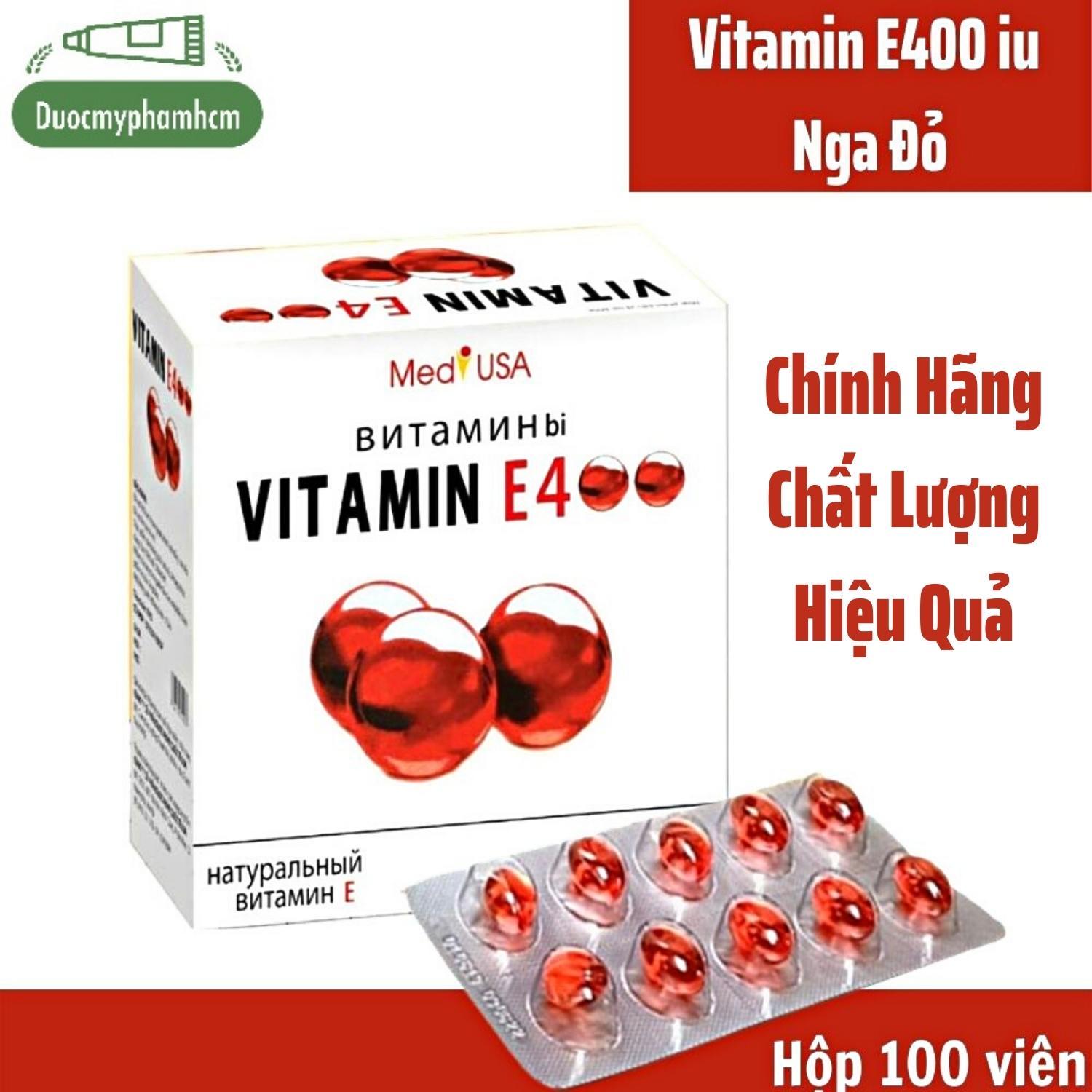 Vitamin E Đỏ 400iu, Viên Uống Đẹp Da Ngăn Ngừa Lão Hóa, Cấp Nước Cho Da- Chính Hãng MediUSA - Hộp 100 viên