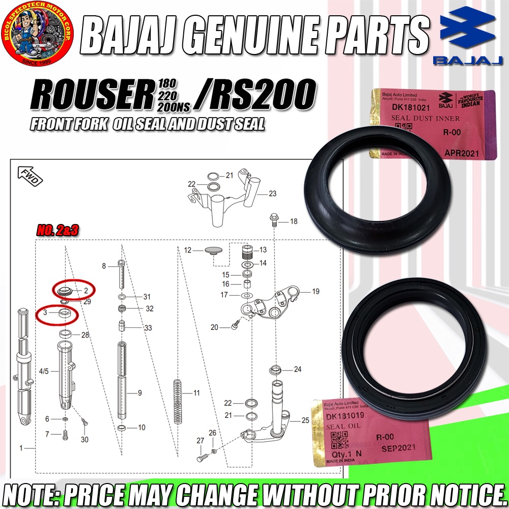 Pulsar 180 Fork Oil Seal Price FORK OIL SEAL AND DUST SEAL Rouser