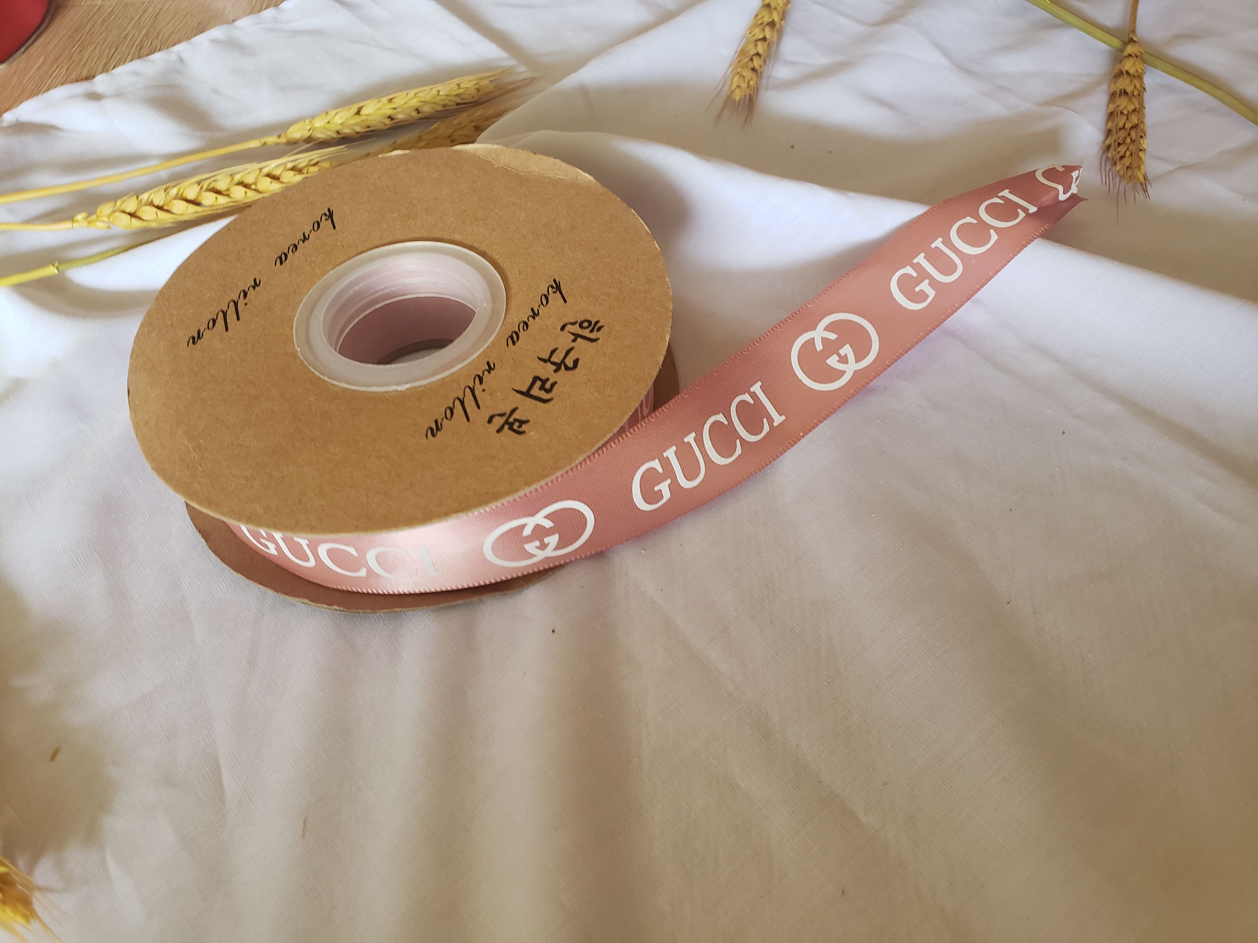 (Lẻ m)Ruy băng lụa chữ GUCCI 2,5cm