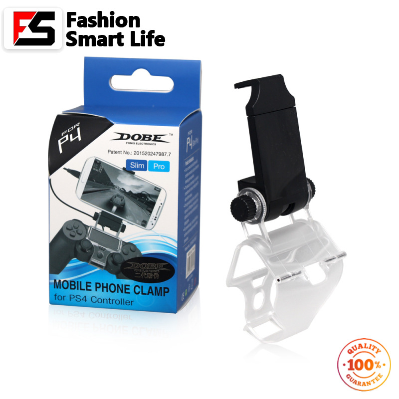 PS4 Slim Smart Handle Clip Cell Mobile Phone Clamp Holder with OTG Cable for 4 Controller Black
