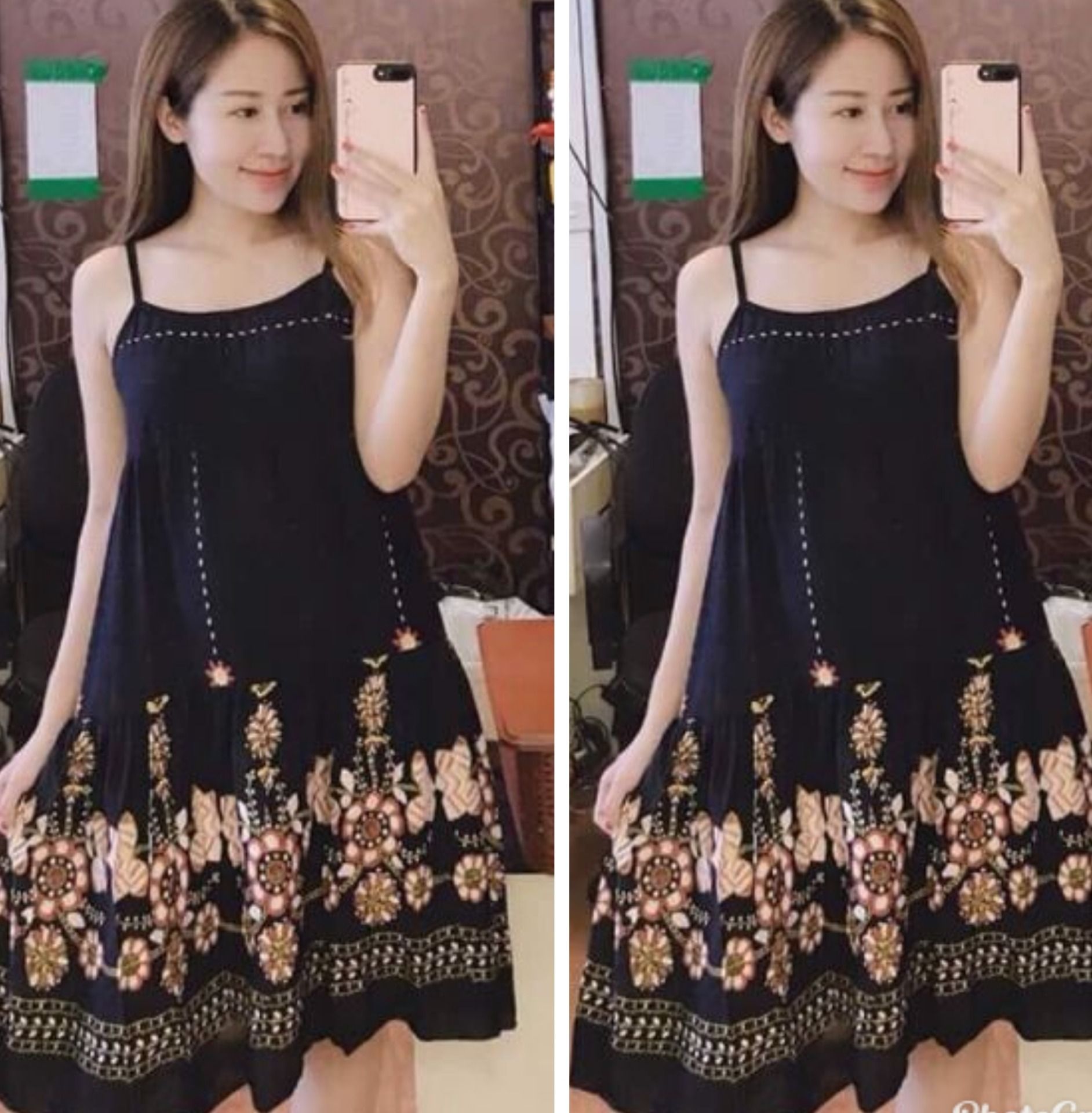 Váy lanh bầu mặc nhà chất mát-đầm bầu 2 giây