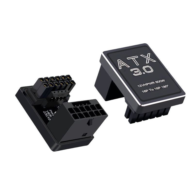PCIe5.0 Graphics Card ATX3.0 12VHPWR 600W Power Supply Cable Adapter 12+4Pin Male To Female 180 Degree Turn Connectors. 