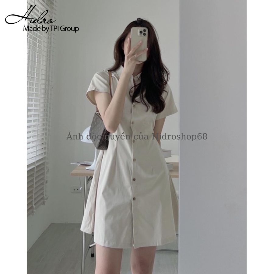 Váy Sơ mi Thô Mềm Chiết Eo Lưng Chun Phong Cách Ulzzang