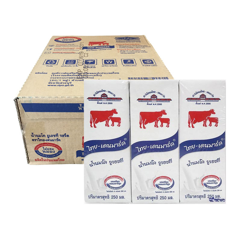 Thai-Danish Uht Milk Plain Flavor 250 Ml. Pack Of 36 Boxes.ไทย-เดนมาร์ค  นมยูเอชที รสจืด 250 มล. แพ็ค 36 กล่อง | Lazada.Co.Th