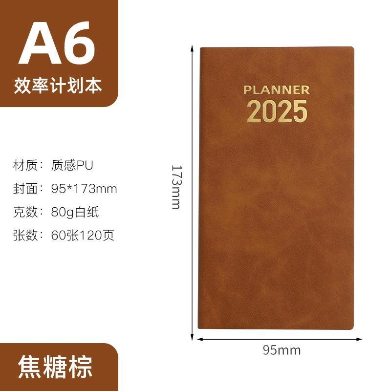 2025 A6 English Agenda Daily Planner Papelaria Pocket Notepad 365 Days Diary Calendar Office Caderno Schedule Note Books
