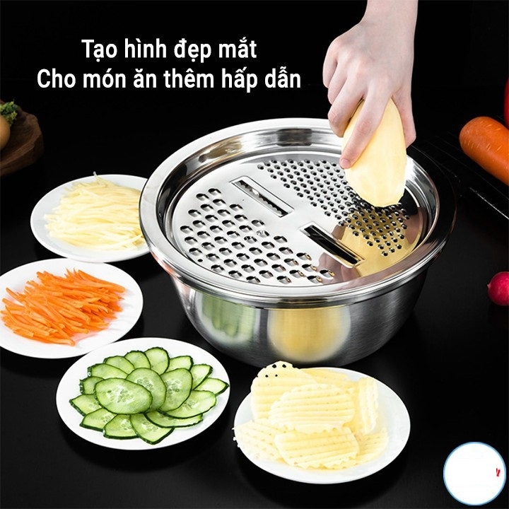 ⛔GIADUNGHOALONG⛔ Bộ rổ, chậu, nạo inox (LOẠI INOX)