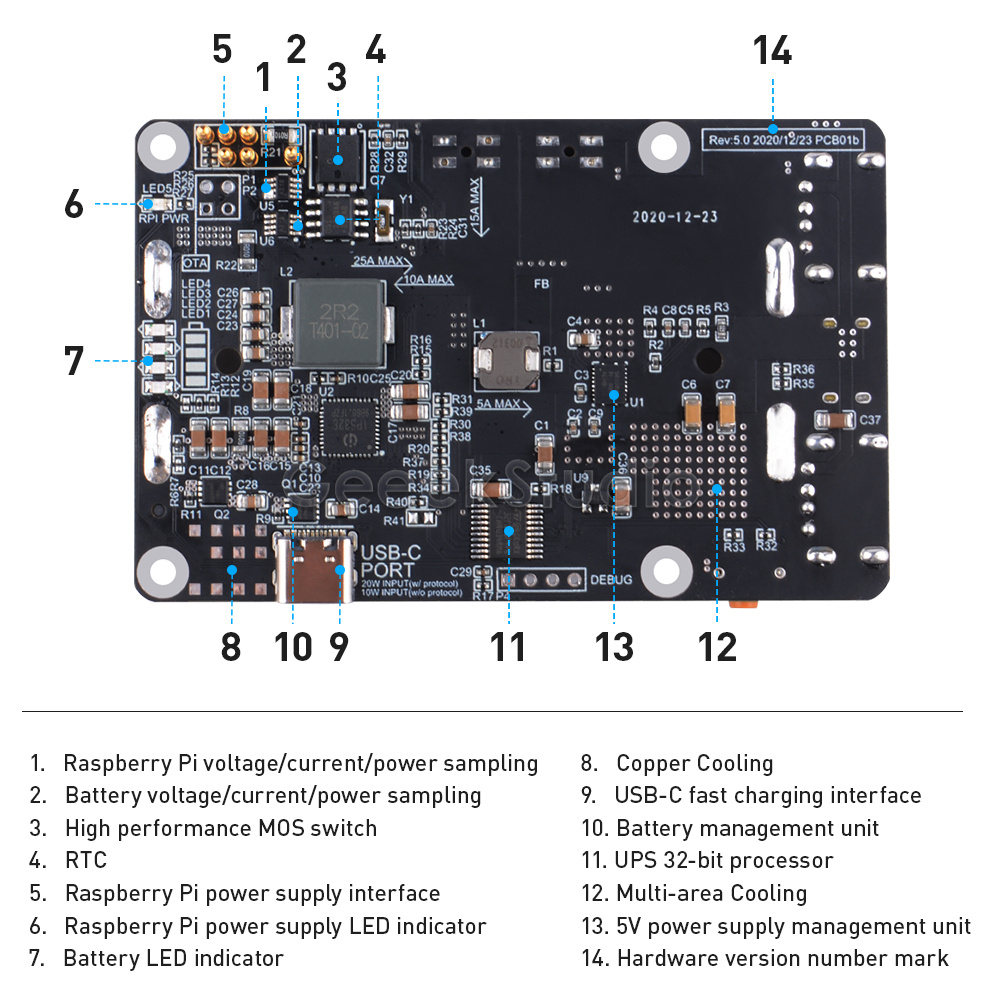 【Fast and Reliable Shipping】 UPS Plus With Automatic Shutdown RTC Coulometer Power Supply Remote OTA Firmware for Raspberry Pi 5/4B/3B+/3B/2B/B+/B/A+/A.